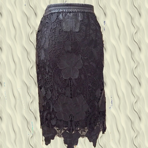 Zara Dresses & Skirts - Sale: Rare Zara Woman vegan leather and lace skirt