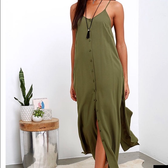 FRIDAY IM IN LOVE OLIVE GREEN MAXI DRESS