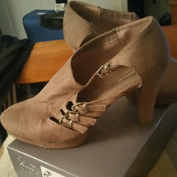 Mauve faux suede platform heels/ 11w