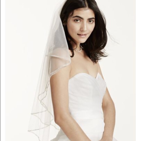 Two Tiered Veil with Beaded Stitched Edge