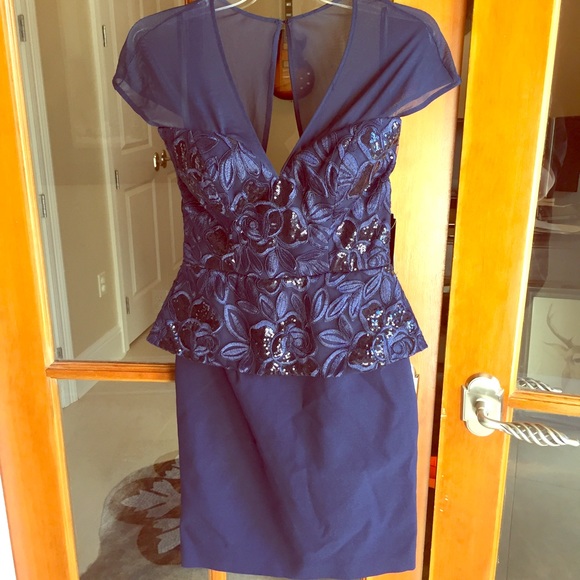 Terani Couture Navy Peplum Dress