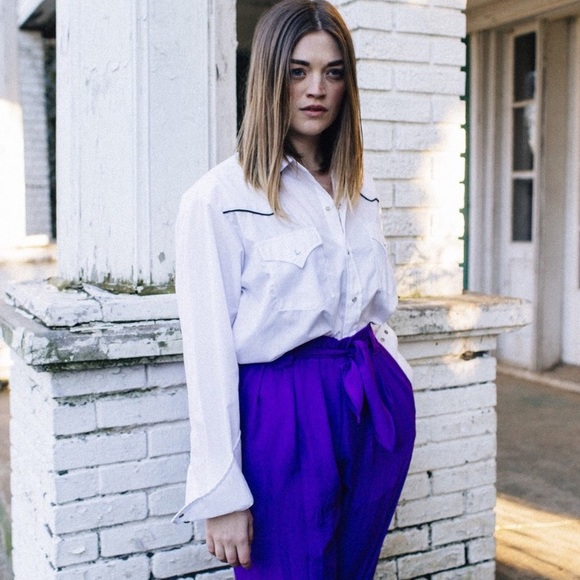 The whitepepper royal blue belted linen trousers