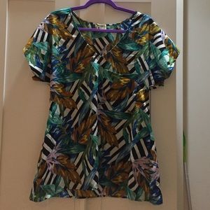 Show Me Your Mumu print short sleeve top w/ pocket