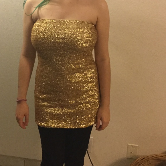 FINAL PRICE Gold Sequin Dress or top Sold - Picture 2 of 4