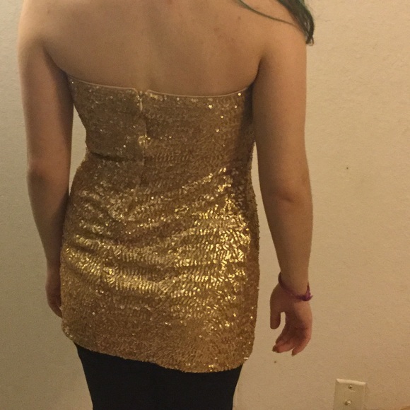 FINAL PRICE Gold Sequin Dress or top Sold - Picture 3 of 4