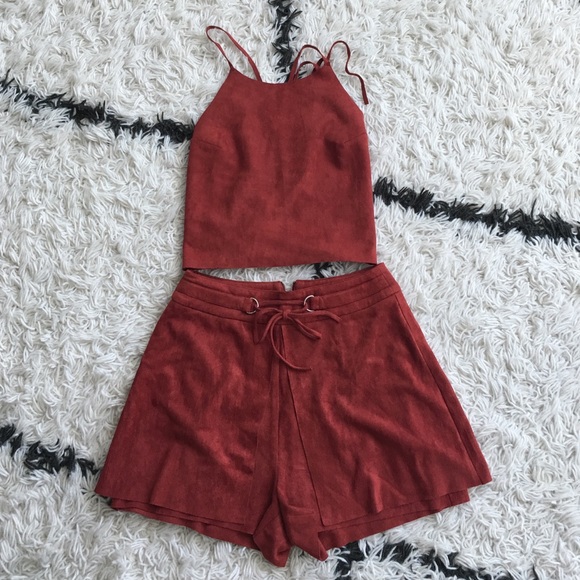Honey punch suede crop top size M and bottom S