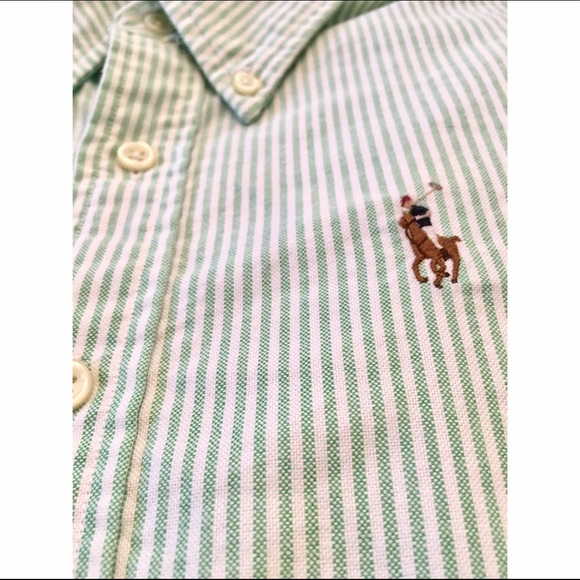 Ralph Lauren Green Stripe Oxford Button Down - Picture 3 of 4
