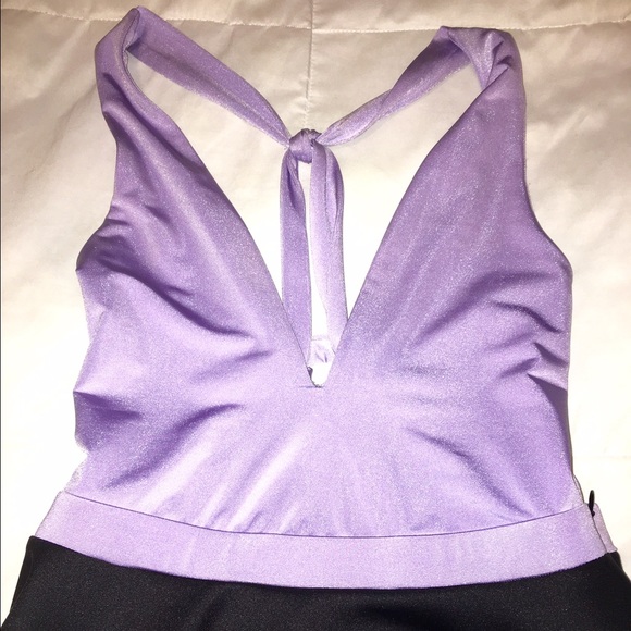 Marciano lavender/black deep plunge halter dress - Picture 2 of 6