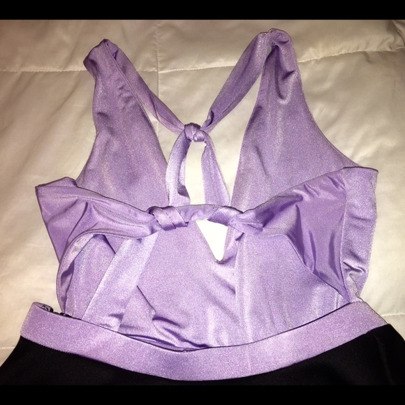 Marciano lavender/black deep plunge halter dress - Picture 3 of 6