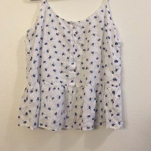 Old navy white tank with cute blue flowers
