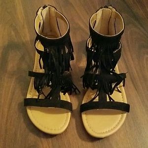 Black suede sandals worn once