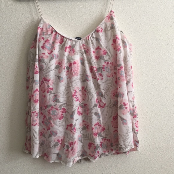 White based with pink accent flower tank