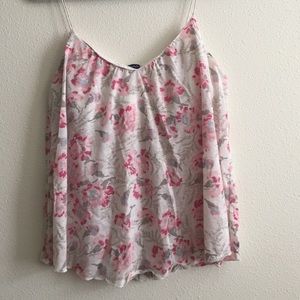 White based with pink accent flower tank