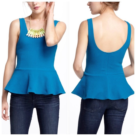 ~HP~ Peplum Ponte Tank by Ganni in Rich Blue - Picture 1 of 4