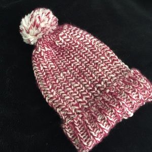 Super cute maroon and white beanie