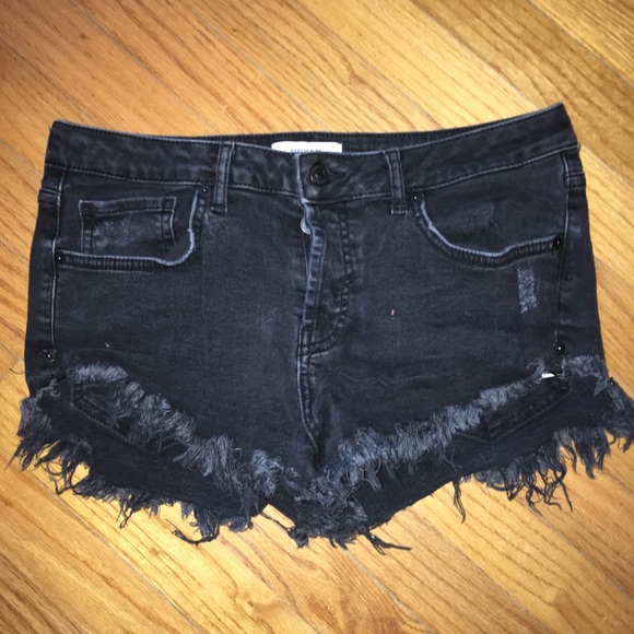 Forever 21 black denim distressed shorts