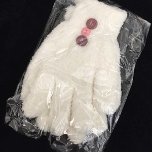 Brand new white fuzzy gloves
