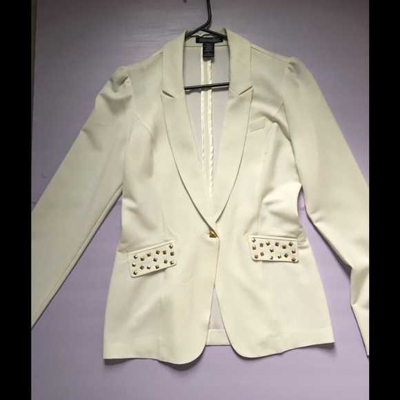 White and gold studded blazer