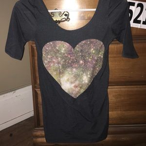 RARE pacsun galaxy heart shirt