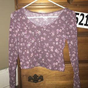 long sleeve flower crop top