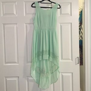 Mint green high low dress