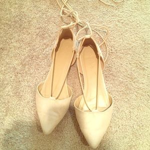 SALE! LAST CHANCE! Nude laceup flats!