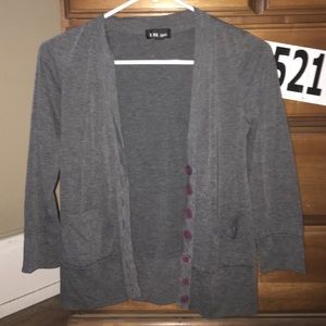 grey cardigan