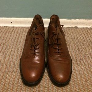 Women Leather Low Heel Booties Brazil Brown Sz 7