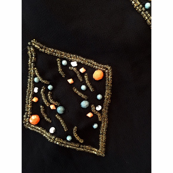 *Sold on Merc* Black Beaded Design Kimono Cardigan - Picture 4 of 4