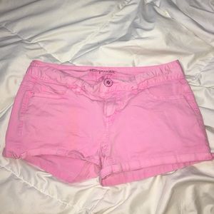pink jean shorts