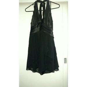 BCBG Maxazria Black Halter Open Back Party Dress