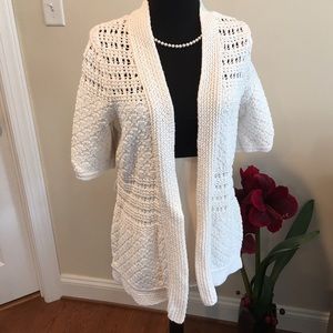 Ann Taylor Loft Coverup Sweater Medium Beige