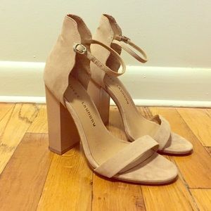 Nude Ankle Strap Heels