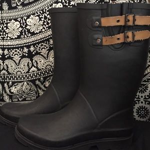 Tall black rain boots (WORN ONCE)