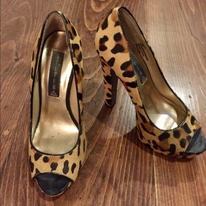Steven by Steve Madden Leopard platform peep toe