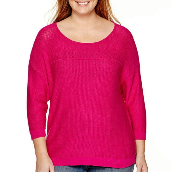 NEW 2X Plus Size Fuchsia Pink Sweater