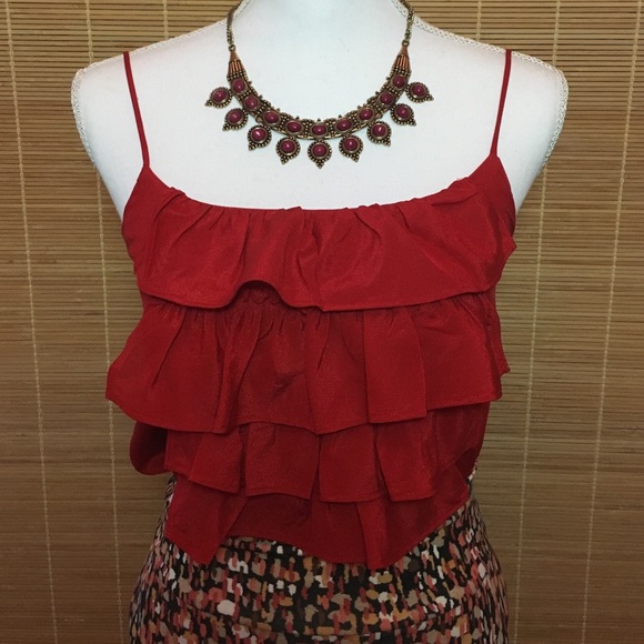 Red Ruffle Blouse - Picture 3 of 4