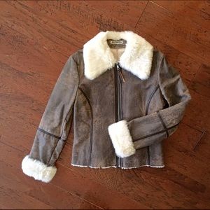 Express suede shearling leather jacket