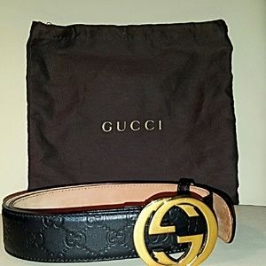 Gucci Women's Black Guccissima Belt