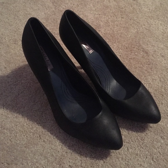 Black Leather Zara Heels