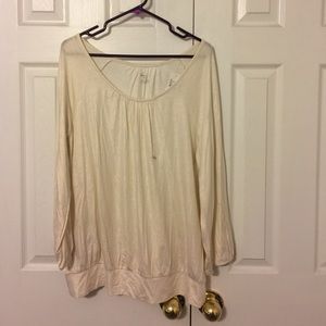 Cream 3/4 Sleeve Gold Sparkle Blouse