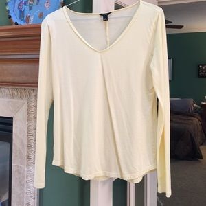 Ann Taylor Light Yellow Cotton Tee
