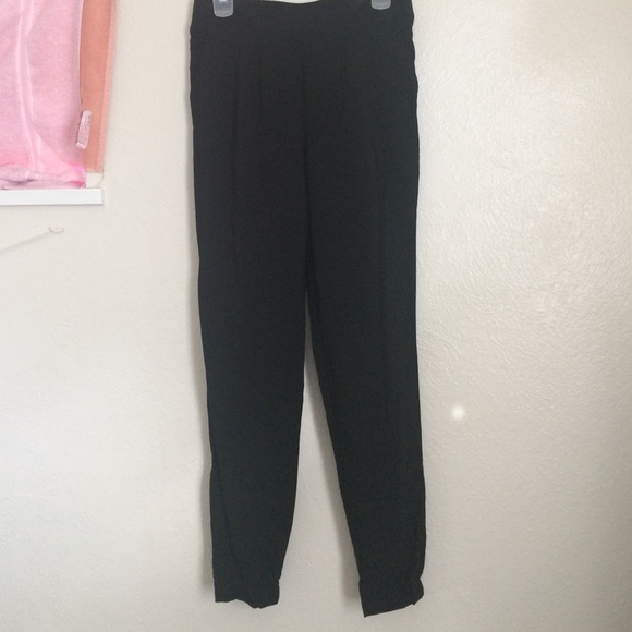 black silky joggers