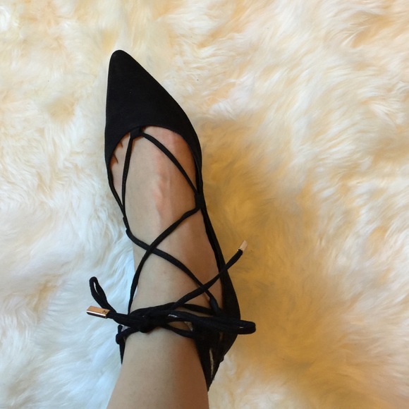 Topshop black suede flats (real leather)