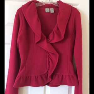 HWR sweater from Anthropologie in Christmas red