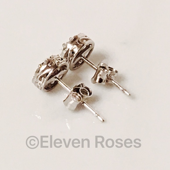 Black & White Diamond Cluster Stud Earrings - Picture 2 of 4