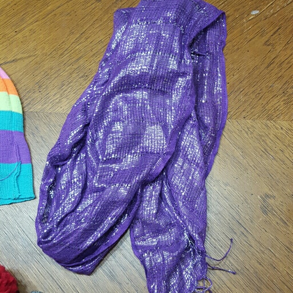 Kids purple and silver thin scarf