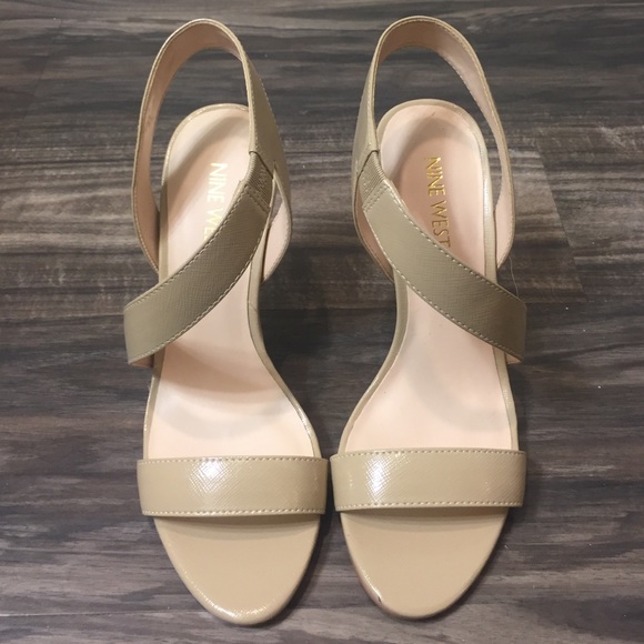 NINE WEST Nude Leather Strappy Heels
