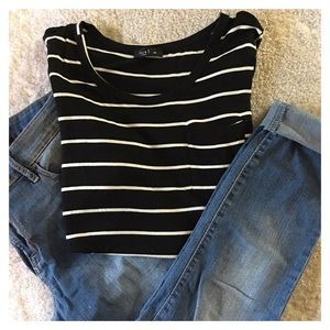 Striped High Low Top