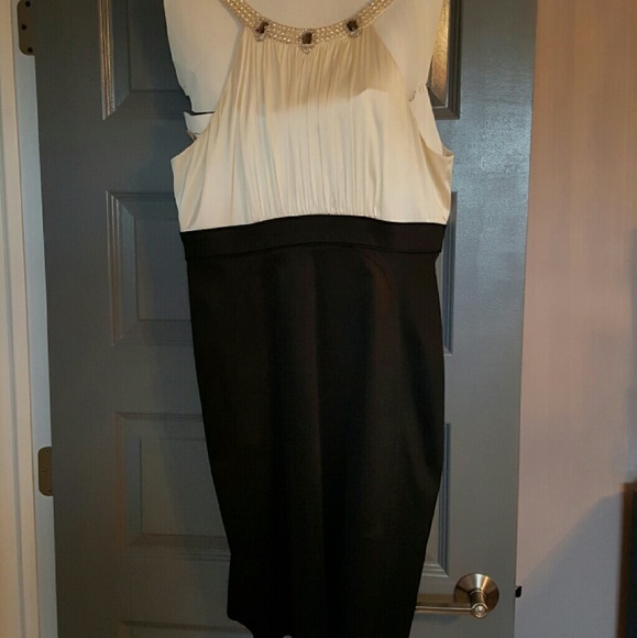 Black and cream color cocktail dress